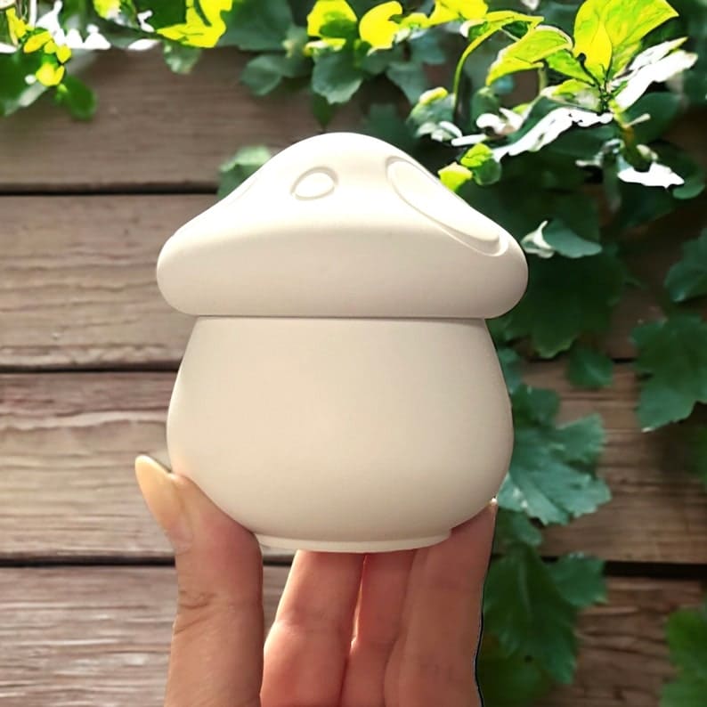 Mushroom storage jar with lid | Candle jar | Jewelry holder | Home Decor | Gypsum ecobeau8y