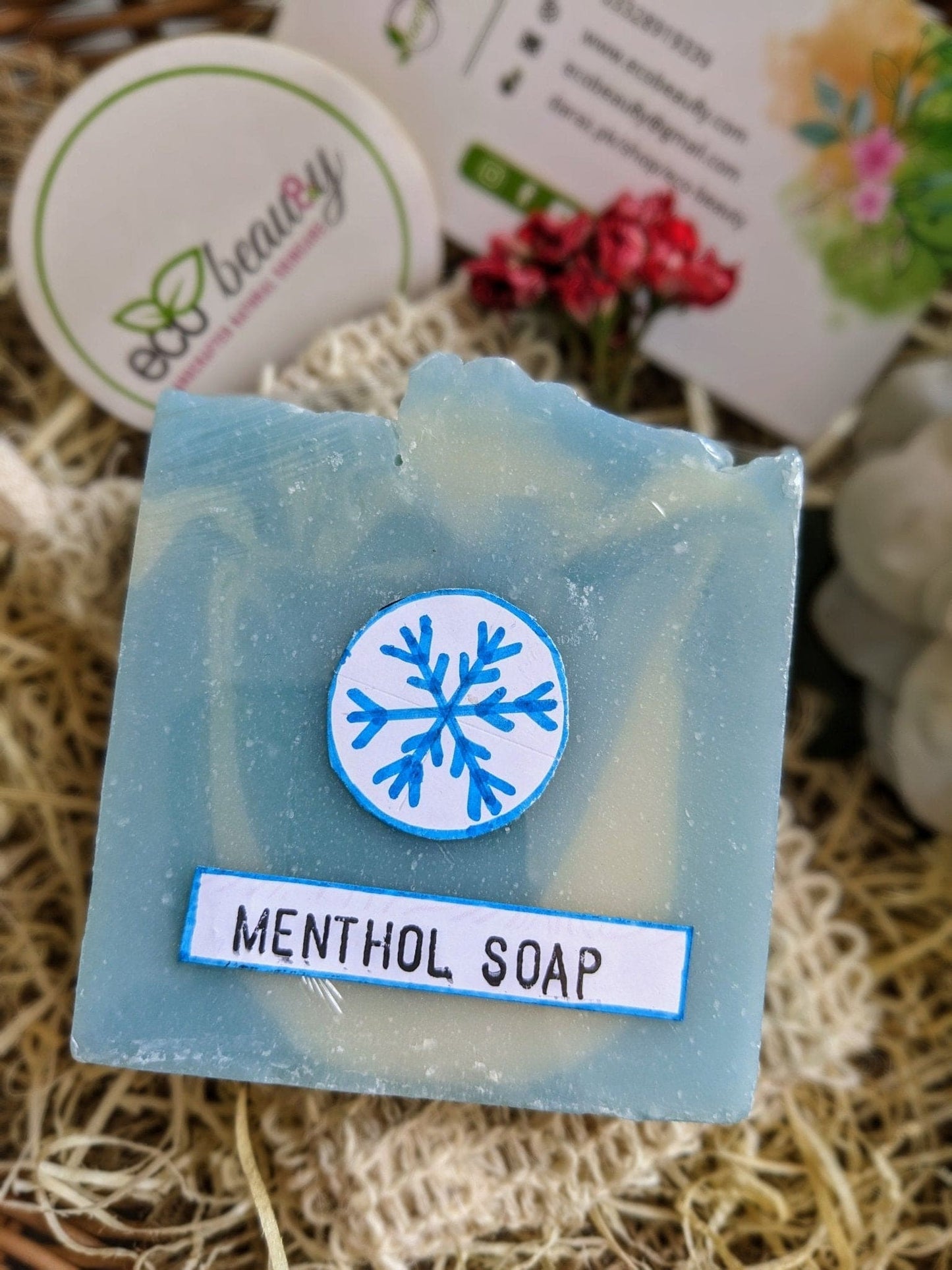 Menthol, Handmade soap bar, Artisan soap with essential oil, Luxury skincare product, Gift idea, Palm oil free, Natural Bath product ecobeau8y